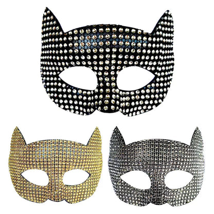 Shiny Cat Ear Masks Cosplay Halloween Party Costume Accessories Long Gloves Sexy Bling Kitten Half Masks