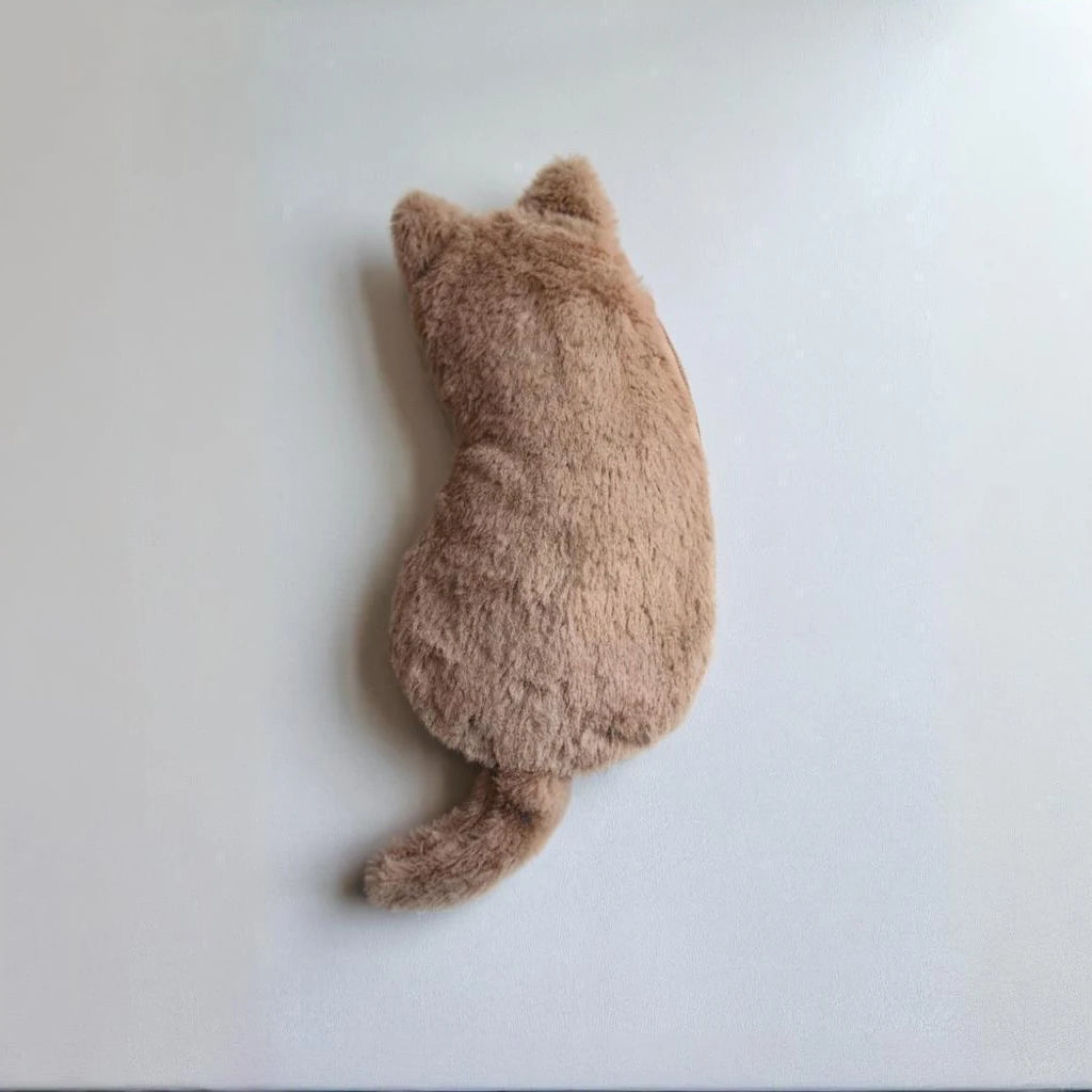 Kawaii Plush cat shaped pen bag with soft touch cute lightweight large capacity stationery storage pen bag multi-purpose storage