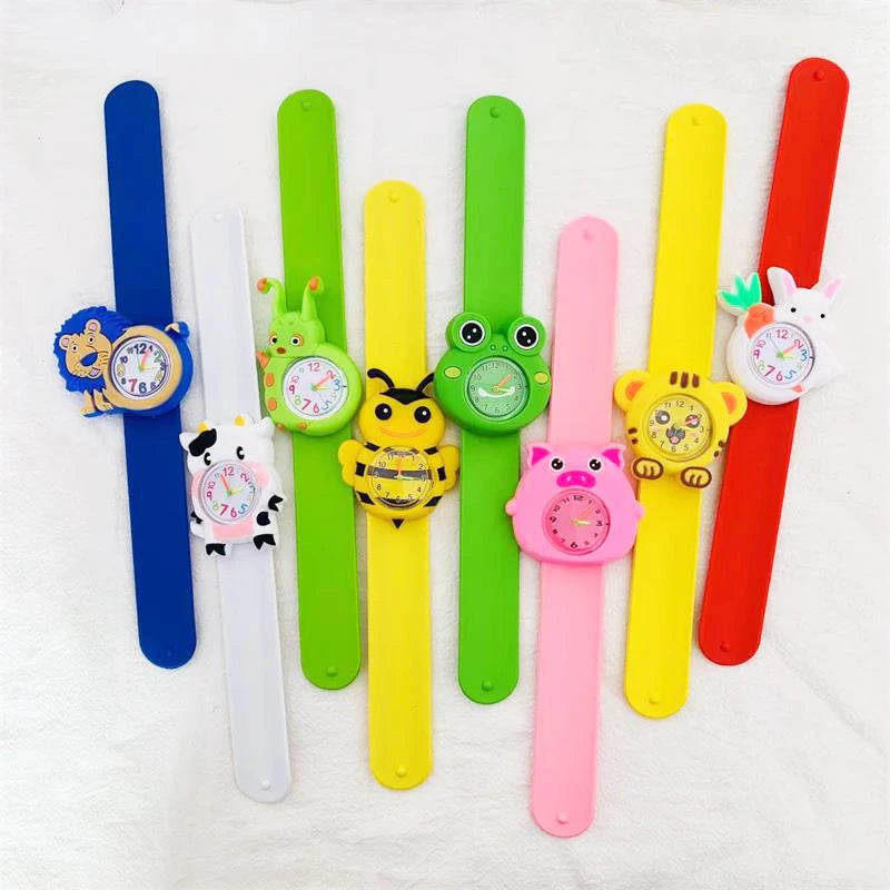 Boys Girls Watches Baby Kindergarten Party Gift Children Study time Toy Wristwatches Slap Bracelet Clock Cartoon Kids Watches