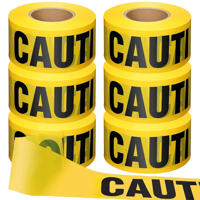 Halloween Danger Tape Yellow Red Barricade Line with Bold Caution Lettering for Horror Party Haunted House Scary Scene Decor