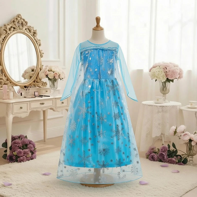 Girls Halloween Cosplay Princess Vestidos Elsa Costume Snow Queen Dress Up Kids Role-play Carnival Children Birthday Party Dress