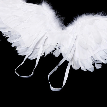 Kids Adult Party Swallow White Angel Feather Wings Halo Magic Wands Cosplay Elastic Straps Wedding Halloween Birthday Props