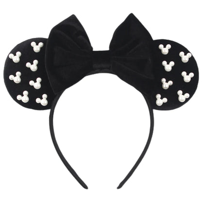 New Trendy Mouse Ears Headband 3.3"Velvet For Girls Soft Bow Hairband Halloween Festival Party Trip DIY Hair Accessories Gifts
