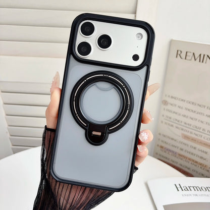360° Rotating Holder Magnetic Phone Case For Iphone 17 18 Pro Max Stand Phone Cover For Magsafe Luxury Frosted Back Panel Shell