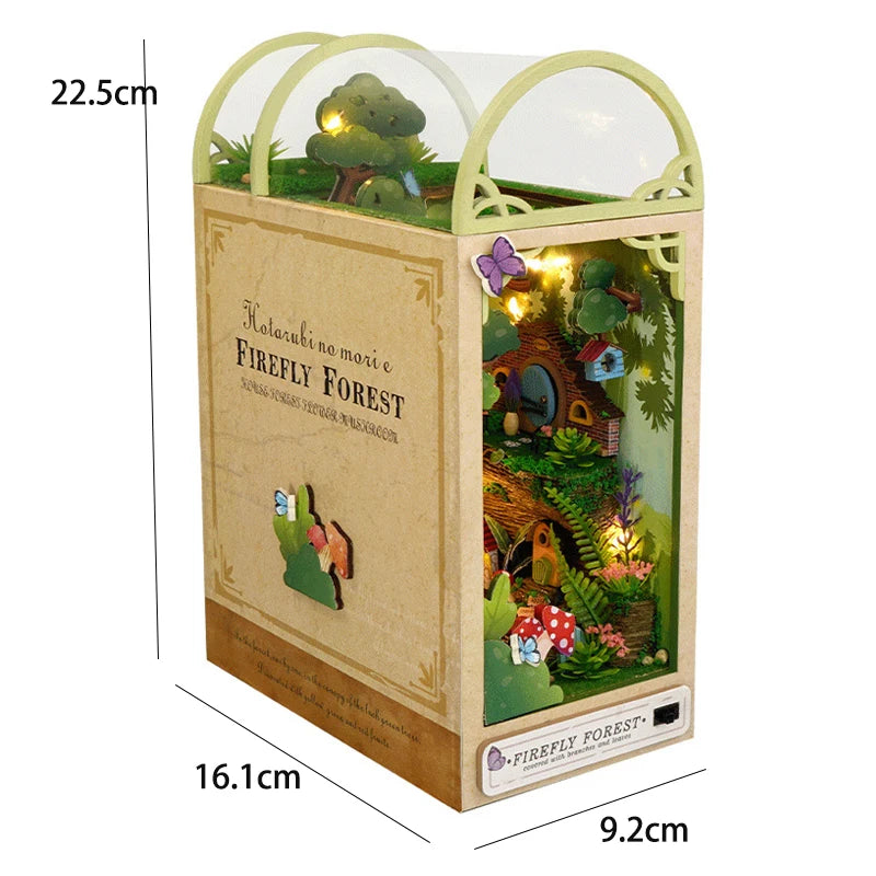 DIY Book Nook Kit Miniature Doll House With Furniture 3D Puzzle Model Building Wooden Bookshelf Bookend Toy Adults Birthday Gift