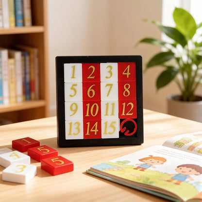 Kids Number Letter Sliding Puzzle Toy Logic Brain Teaser Training Game For Elementary Students
