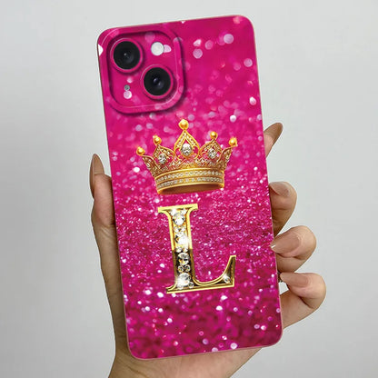 For Apple iPhone 15 Plus Case iPhone15 Pro Crown Letter Cover Soft Liquid Phone Case For iPhone 15 Pro Max iPhone15 Fundas Coque