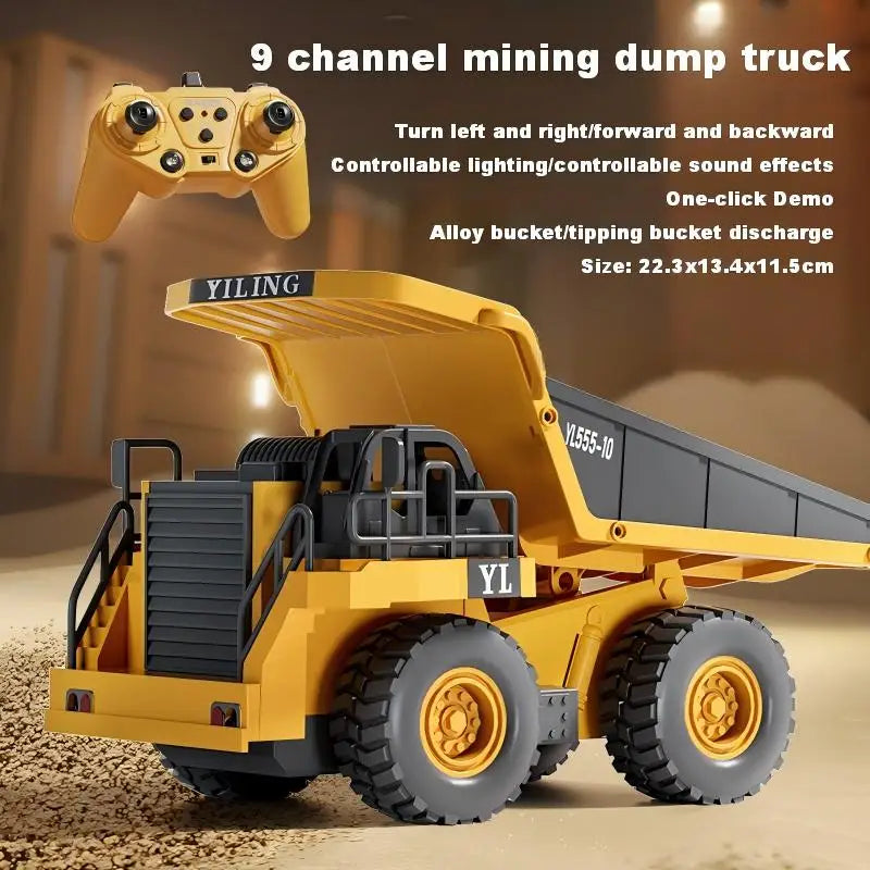 Alloy Remote Control Excavator Toy Car with Lights Sound Effect Electric Excavator Automobile Engineering Vehicle Children Gifts