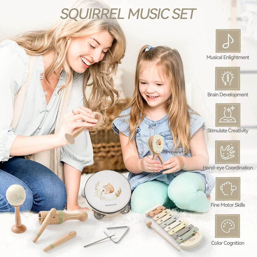 Musical Instruments Montessori Music Baby 0 12 Months Toys Drum Xylophone Kids Early Educational Wooden Instruments Baby Toys