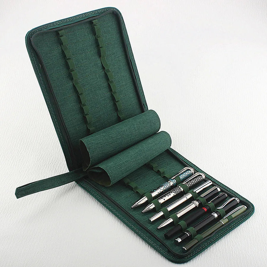 48 /24/10 Slots Fountain Pen Case, Canvas Pen Holder Display Pouch Bag Storage Large Capacity Waterproof
