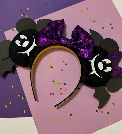 Disney Halloween Ear Headbands For Adults Kids Cosplay Bat Skeleton Maleficent Hairband Girls Ghost Women Party Hair Accessories