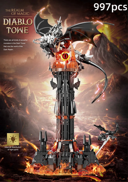Moc-Lord Movie Rings Model The Fell Beast Magic Tower Building Blocks Fortress Castle Creative Assemble  Bricks Toys Gift For Ki