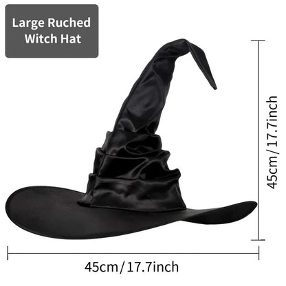 Halloween Folds Witch Wizard Black Hat Party Cosplay Costume Headgear Devil Cap Props Women Costume Accessory for Cosplay Party