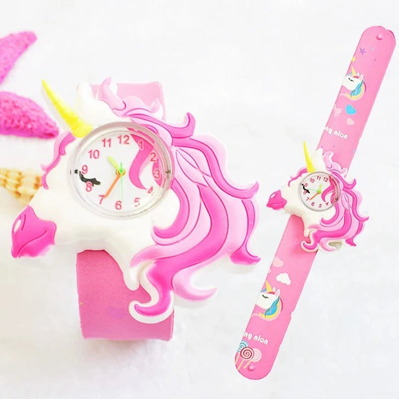 Cartoon Printed Strap Children's Watch Colorful Silicone Baby Birthday Gift Kids Study Time Toy Girls Boys Watch Clock Bracelet