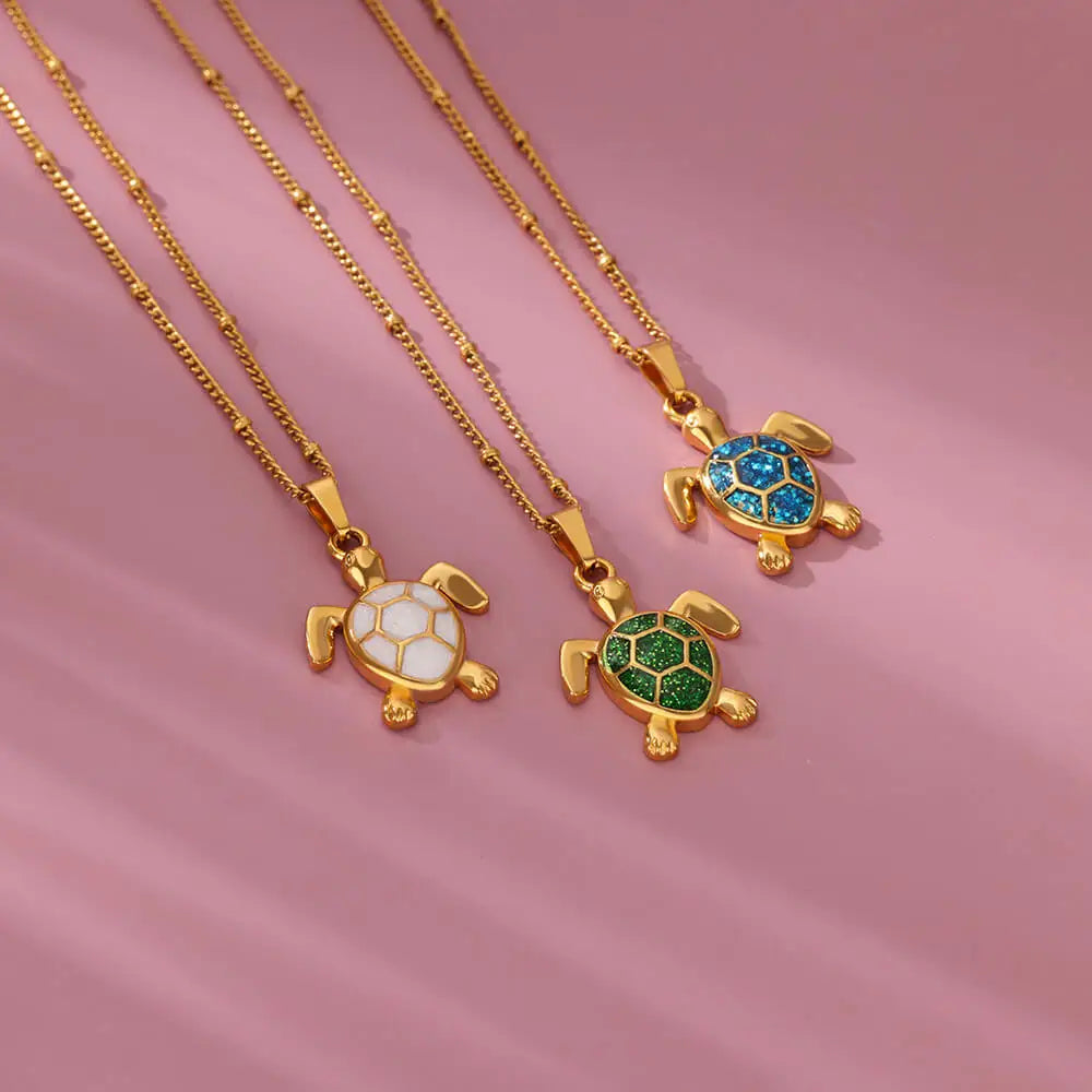 Turtle Pendant Necklace for Women Summer Beach Female Charm Necklace Beads Chain Cute Stainless Steel Jewelry collar femme 2026