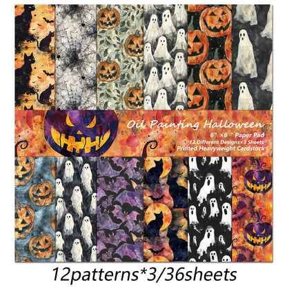 36sheets Writable Watercolor Halloween Scrapbook Paper Pads,Perfect for Arts Crafts,Journal Supplies,Arts Crafts,Scrapbooking