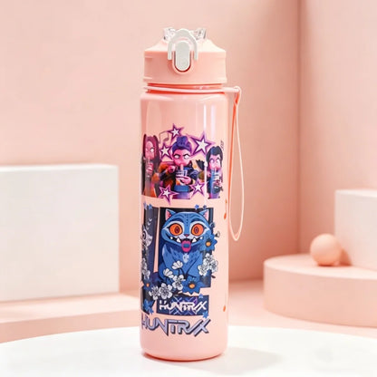 3D Printed Girl Cartoon Water Bottle, Stylish and Durable, Portable with Lanyard, Large Capacity, Leakproof, for All Ages.