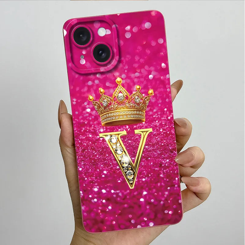 For Apple iPhone 15 Plus Case iPhone15 Pro Crown Letter Cover Soft Liquid Phone Case For iPhone 15 Pro Max iPhone15 Fundas Coque