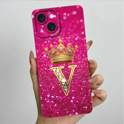 For Apple iPhone 15 Plus Case iPhone15 Pro Crown Letter Cover Soft Liquid Phone Case For iPhone 15 Pro Max iPhone15 Fundas Coque