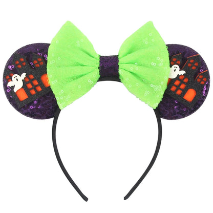 2026 Latest Halloween Cobweb Ears Headband Women Festival DIY Mouse Hairband Kids Party Villains Cosplay DIY Hair Accessories