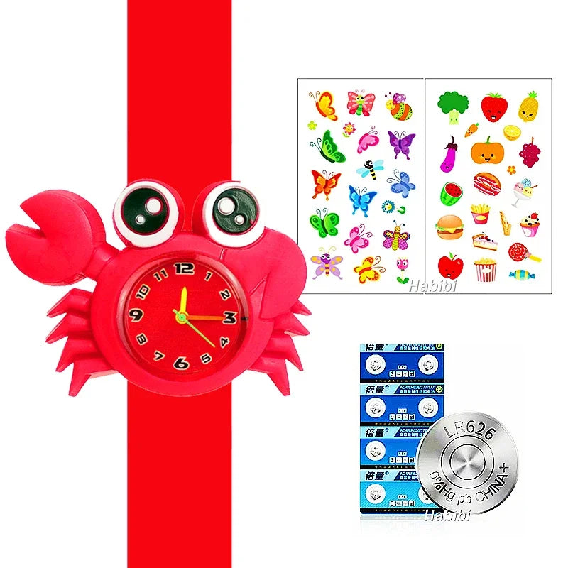 Boys Girls Watches Baby Kindergarten Party Gift Children Study Time Toy Wristwatches Slap Bracelet Clock Cartoon Kids Watches 22