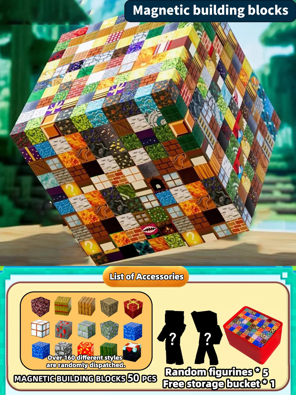 Children's DIY Assembly Toys - Magnetic Building Blocks Toy Storage Box Set - Desktop Puzzle Building Blocks Game - Parent-Child