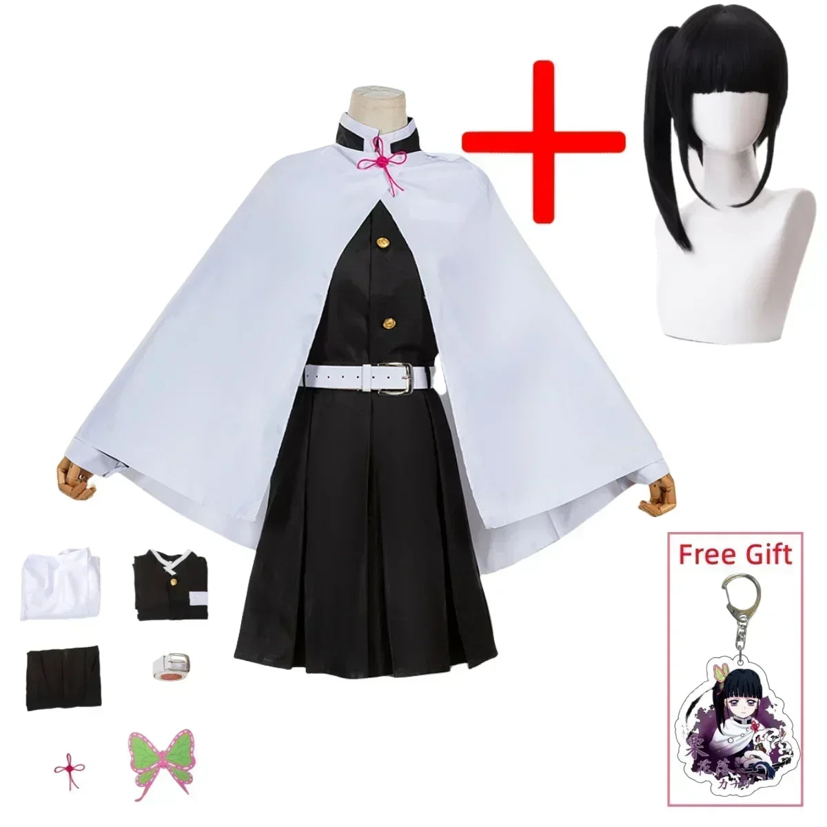 Tsuyuri Kanao Cosplay Costume Adult Anime Uniform Women Kimono Haori Wig Halloween Clothes