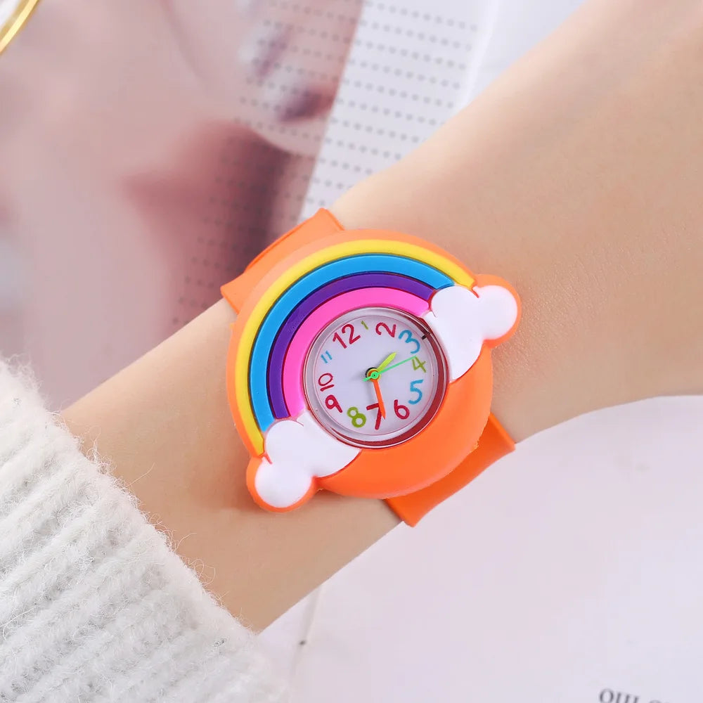 New Rainbow Cloud Printed Silicone Band Children's Watch Girl Cute Cartoon Quartz Watch Kids Watches Boys Girl Watche