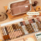 Cute Capybara Pencil Case with Lock - Aesthetic Kawaii Canvas Pouch, Clear School Supplies Organizer with Compartments, Includes