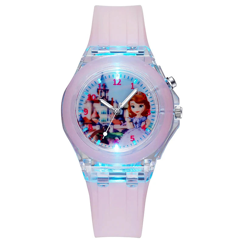 Cartoon Frozen Elsa Princess Fashion Children's Watch Boys and Girls Student Watch with Light Can Be Illuminated at Any Time Fas