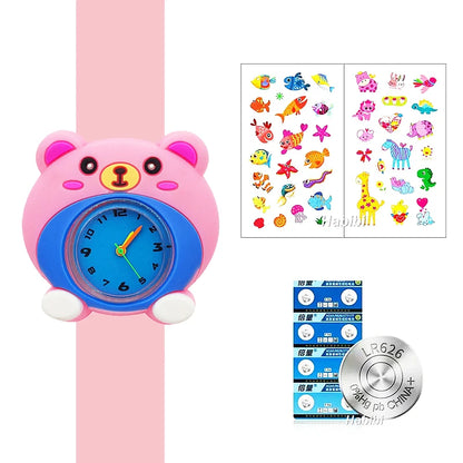 Boys Girls Watches Baby Kindergarten Party Gift Children Study Time Toy Wristwatches Slap Bracelet Clock Cartoon Kids Watches 22