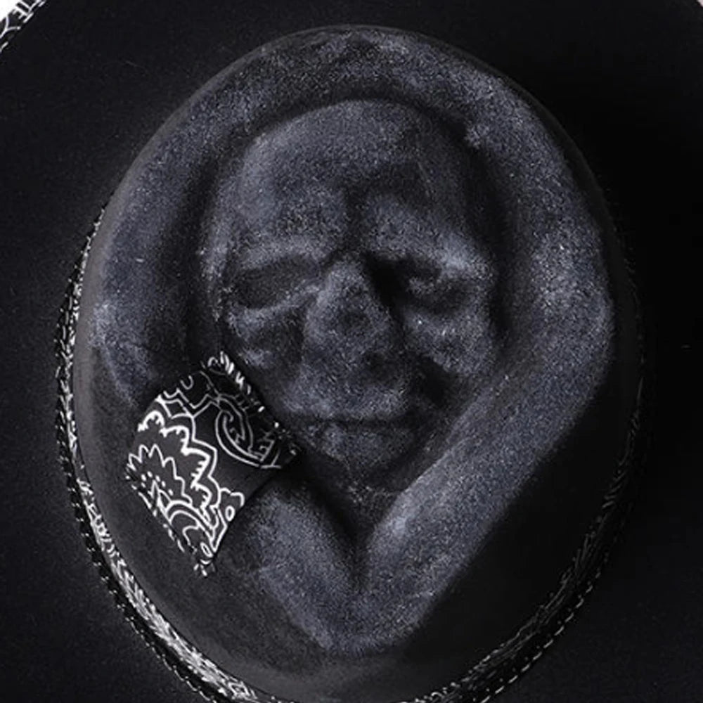 Skull Cowboy Hat Handcrafted S Halloween Hat Western-inspired For Western-themed Events Alternative Halloween Headwear. Fashion