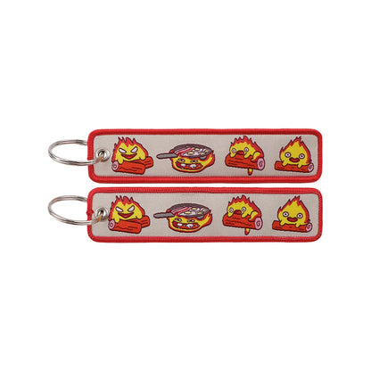 Popular Anime Character Embroidery Keychain Cool Cartoon Key Tag Motorcycles Cars Backpack Chaveiro Fashion Keyring Friend Gifts