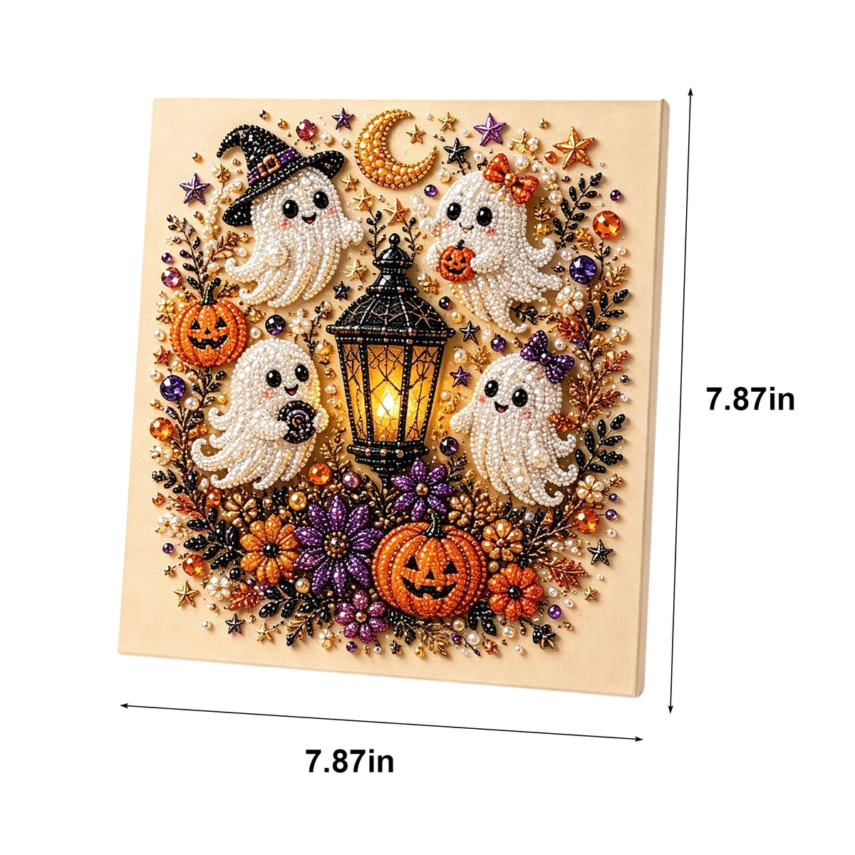 Halloween Ghost Pearl Art Kit for Adults DIY Pearl Painting Craft Kit Beginner Friendly Halloween Pearl Diamond Art Wall Decor
