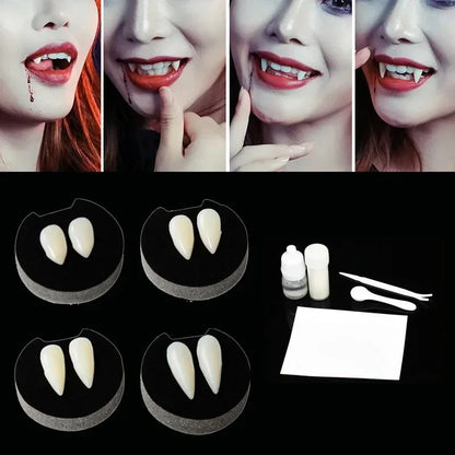 1-4Pcs Halloween Vampire Dentures Prop Halloween party Costume DIY Cosplay Props Decoration False Teeth With Dental Gum