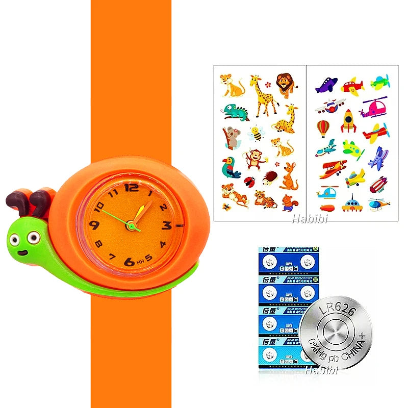 Boys Girls Watches Baby Kindergarten Party Gift Children Study Time Toy Wristwatches Slap Bracelet Clock Cartoon Kids Watches 22
