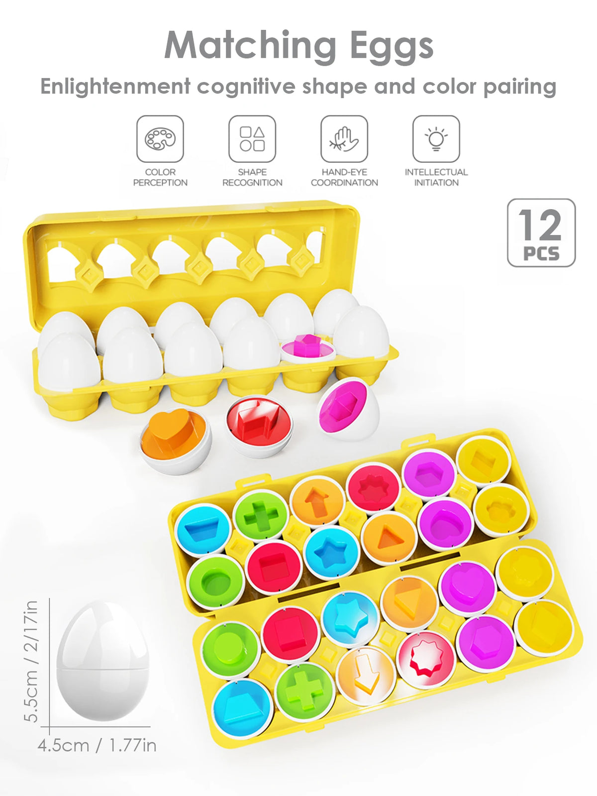 6Pcs Baby Smart Eggs Montessori Educational Toys For Children Color Shape Matching Recognize Toddler Intelligent Learning