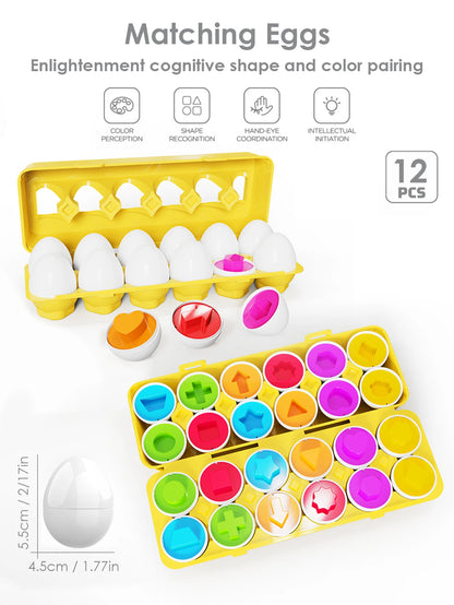 6Pcs Baby Smart Eggs Montessori Educational Toys For Children Color Shape Matching Recognize Toddler Intelligent Learning
