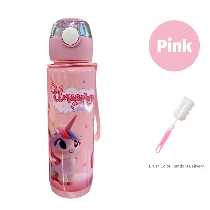 700ml Cute & Durable Cartoon Space Cup with Hand-held Ring BPA-Free High Temperature Resistant Portable Outdoor Water Bottle