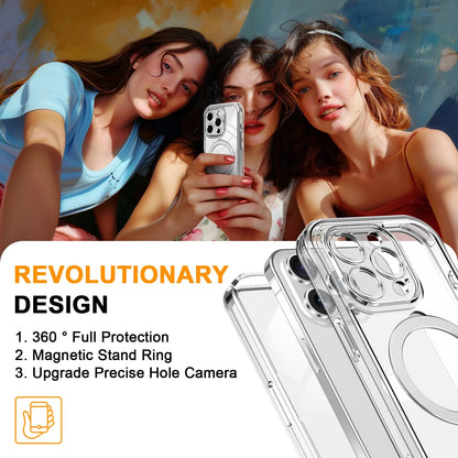 Case for iPhone 16/15/14/13 Pro Max 16 15 14 Plus, Built-in PET Screen Protector with Ring Holder Kickstand, Full Body Cover