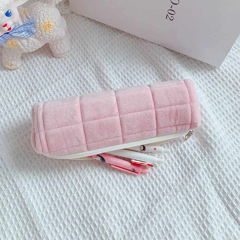 Kawaii Pencil Case Creative Pillow Bag Large Capacity Short fluff Bag for Girls School Supplies Stationery Box Cosmetic Bag