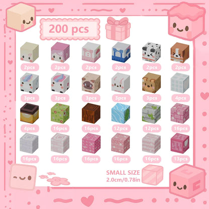 Magnetic Building Blocks Mine World Magnet Pink Girly Heart Blossom Cave Plant Zombies Cubes Set Brick Cube Toys Children Gifts