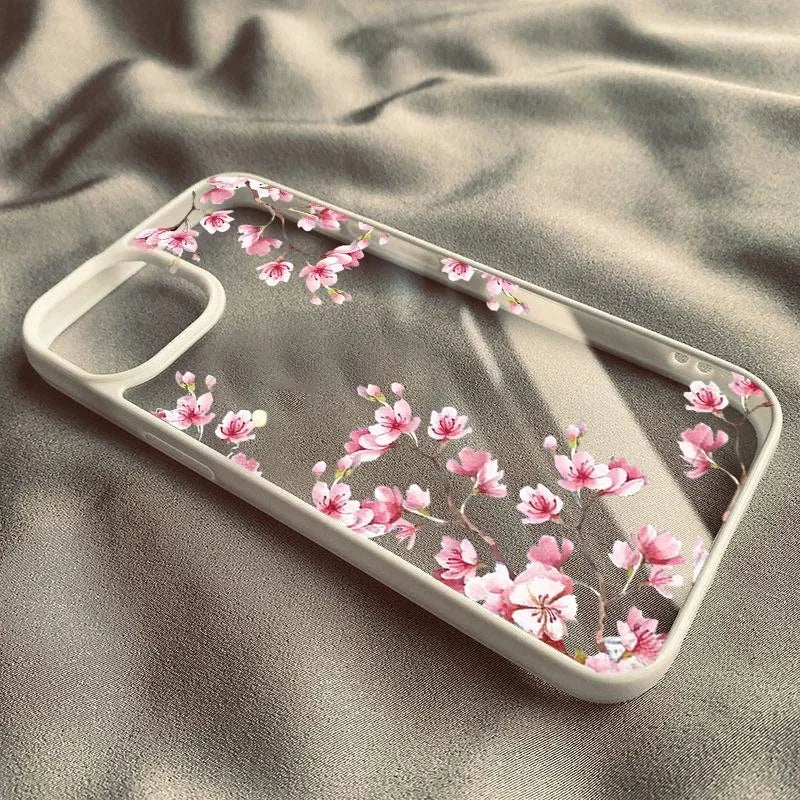 Pink Magnolia Flower Phone Case For iPhone 18 Pro Max 17 16 15 14 13 12 11 7 8 Plus Air Plum Blossom Shockproof Clear Hard Cover