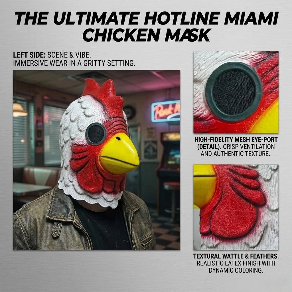 Latex Cartoon Rooster Head Cover Halloween Chicken Costume Mask Miami Cosplay Deluxe Cock Mask Animal Carnival Party Props
