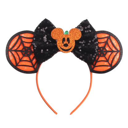 2024 Halloween Mouse Ears Headband Sequins Bow Hairband For Women Featival Party DIY Hair Accessories Boutique