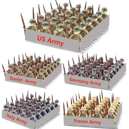 40/set World War II military building blocks National army soldier Character weapon assembly building block Children's toy gifts