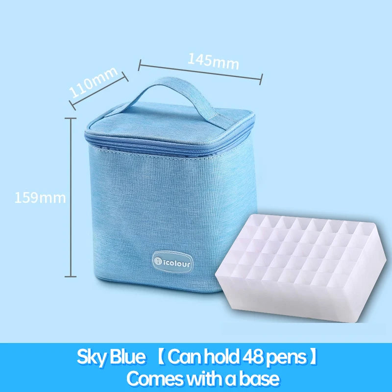 Icolour Zipper Marker Pen Case Larger Capacity Art Markers Canvas Storage Bag 36/48/60/80/168/240pcs Portable Marker Pen Holder