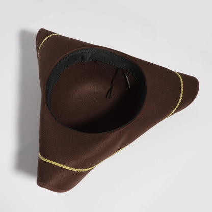 Black Brown Pirate Hat Caribbeans Tricorn Pirate Hat Halloween Cosplay Captain Hat Cap Jacks Sparrows Hat Masquerade Headgear