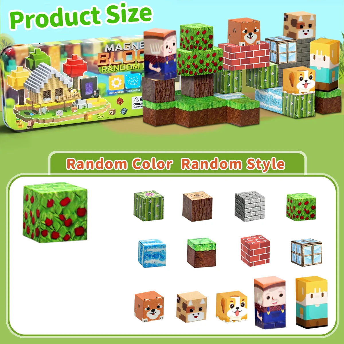 Magnetic Building Blocks Toys with Portable Iron Box STEM Educational Magnet Toys For Kids Boys Girls Gifts