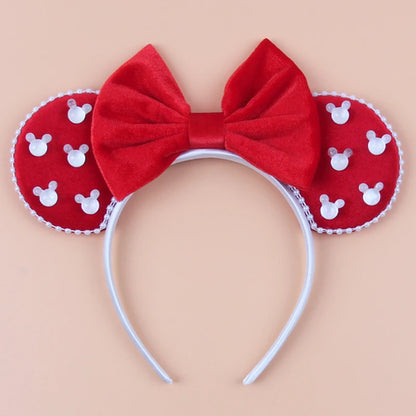 New Trendy Mouse Ears Headband 3.3"Velvet For Girls Soft Bow Hairband Halloween Festival Party Trip DIY Hair Accessories Gifts
